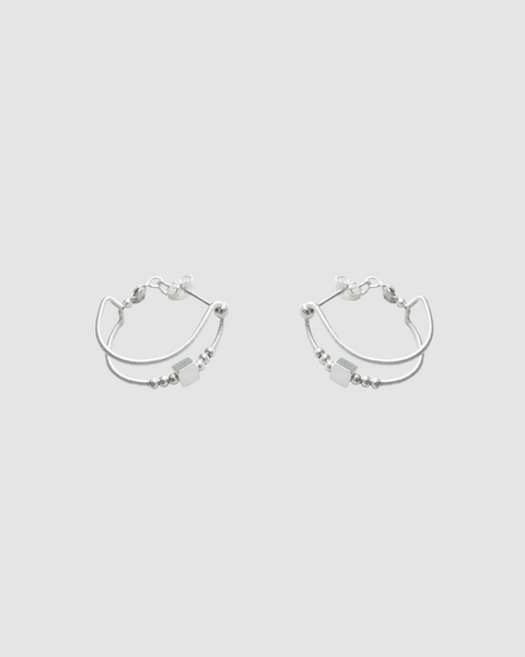Dual Hoop Earrings - Silver