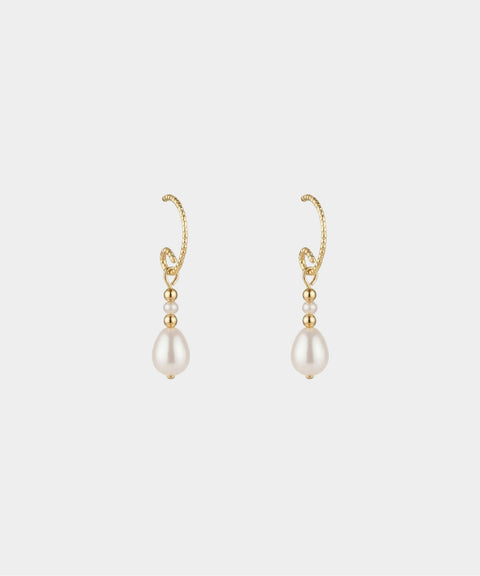 Freshwater Pearl Dangle Earrings - Gold