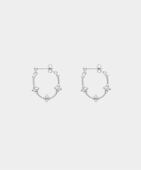 Orbital Single Hoop Earrings - Silver