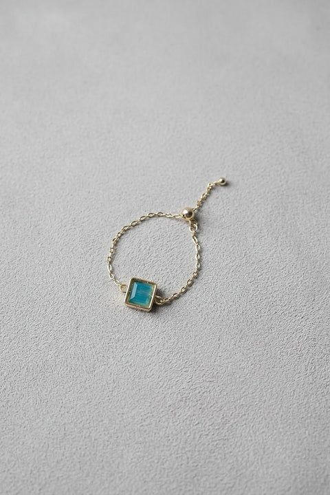 Blue Crystal Adjustable Chain Ring