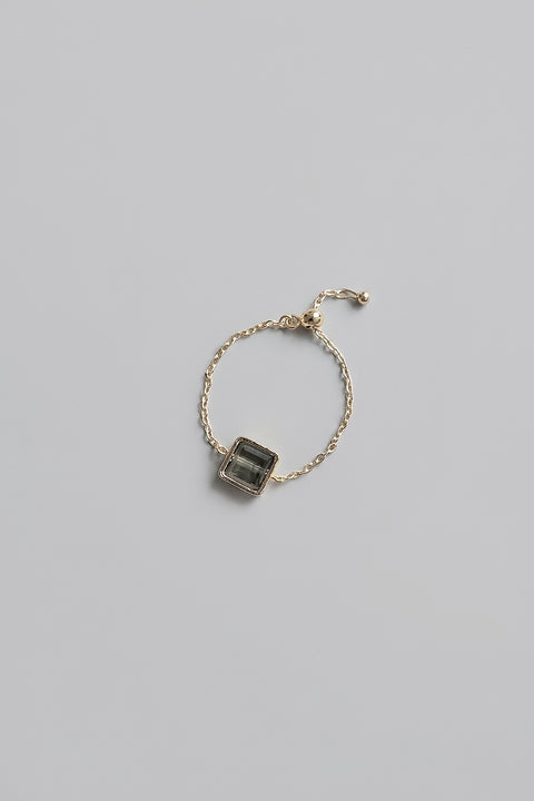 Grey Crystal Adjustable Chain Ring