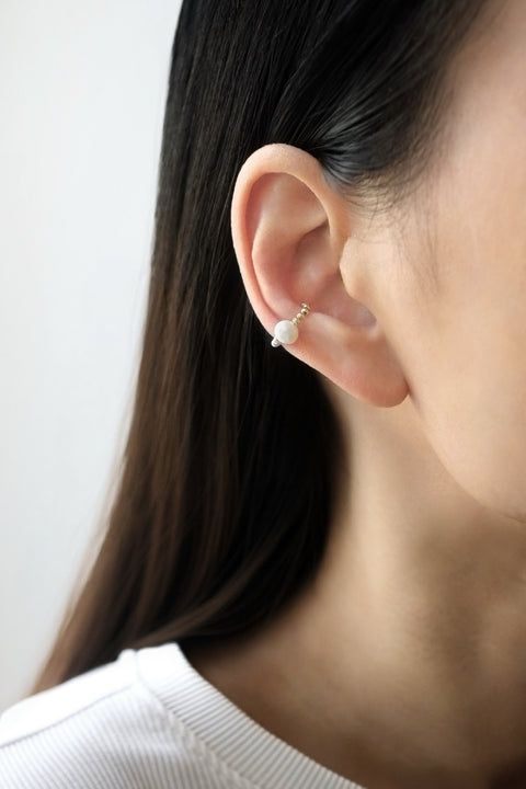 Double Tone Pearl Ear Cuff