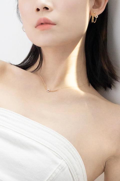 Pearl Daisy Dual Hoop Earrings