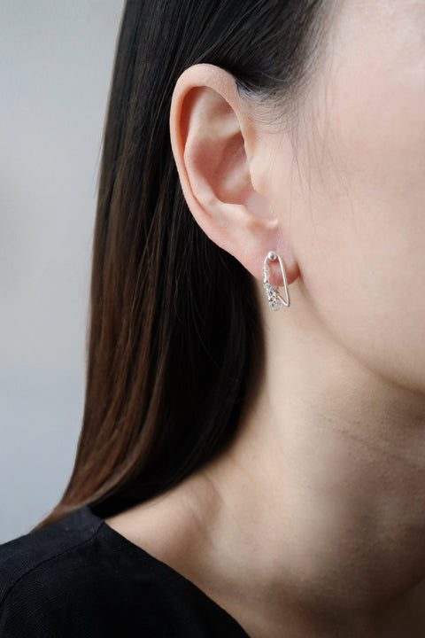 Crystal Dual Hoop Earrings - Silver