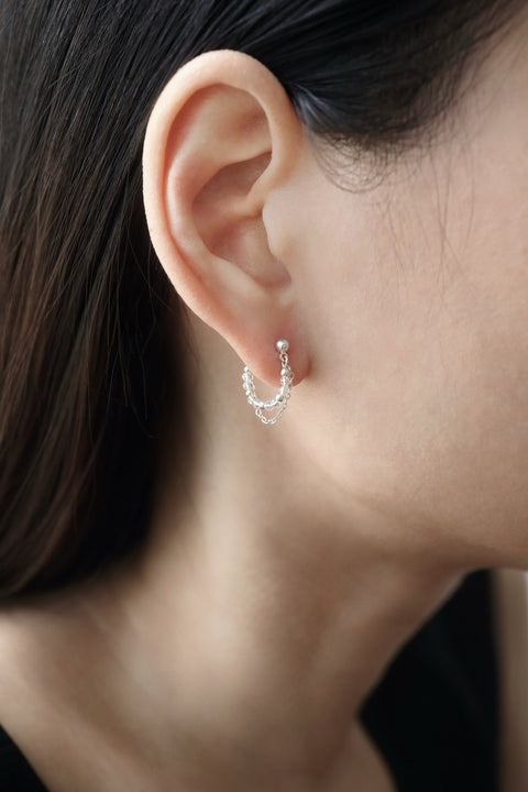 White Quartz Chain Hoop Earrings - Silver