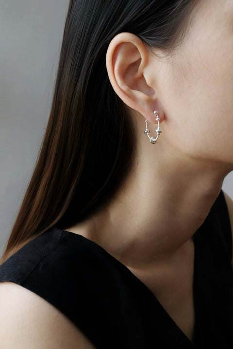 Orbital Single Hoop Earrings - Silver