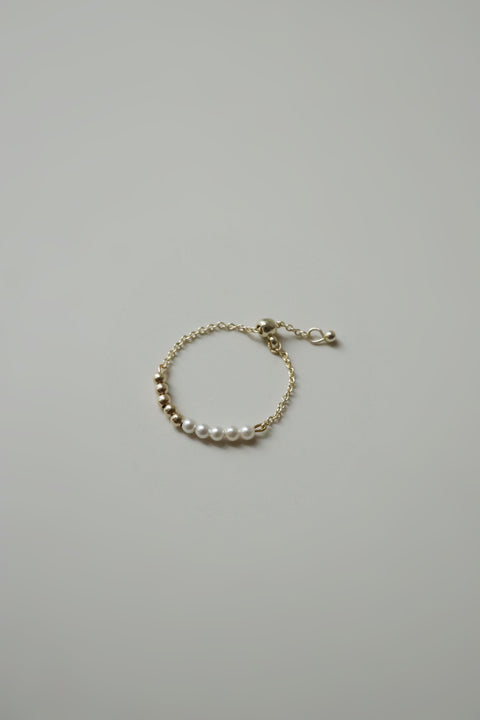 Golden Pearl Adjustable Chain Ring