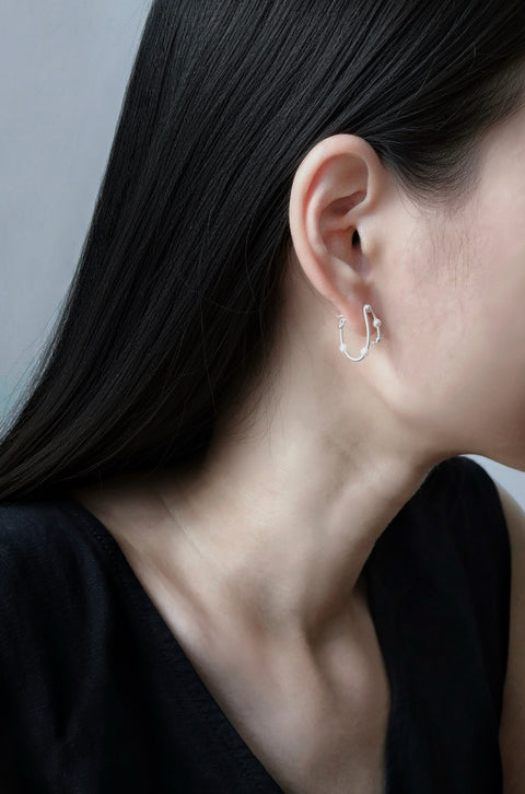 Pearl Layered Hoop Earrings - Silver