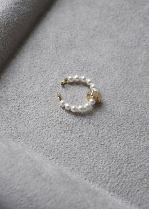 Golden Hexagon Pearl Ear Cuff