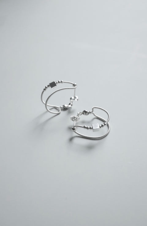 Dual Hoop Earrings - Silver