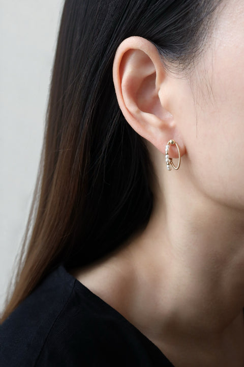 Pearl Dual Hoop Earrings - Gold