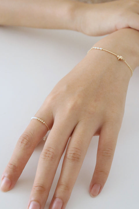 Golden Pearl Adjustable Chain Ring