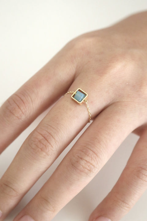 Blue Crystal Adjustable Chain Ring