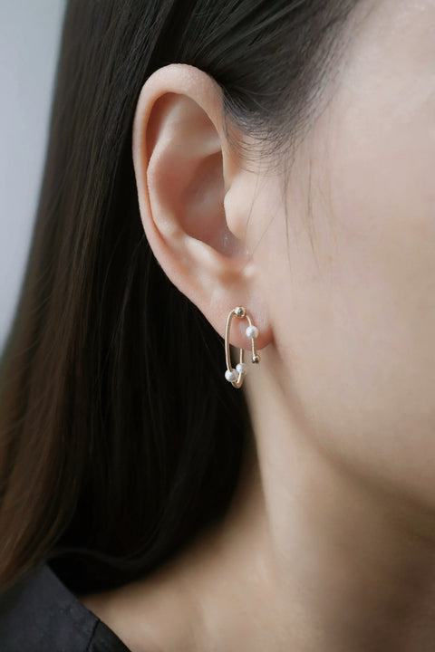 Pearl Layered Hoop Earrings - Gold