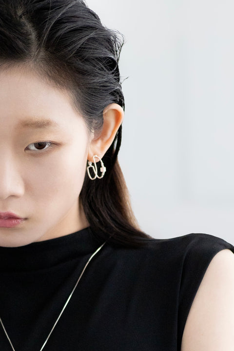Dual Hoop Earrings - Silver