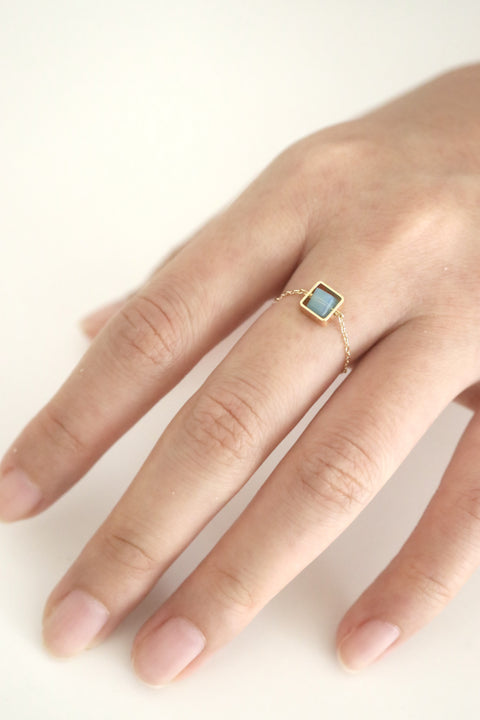 Blue Crystal Adjustable Chain Ring
