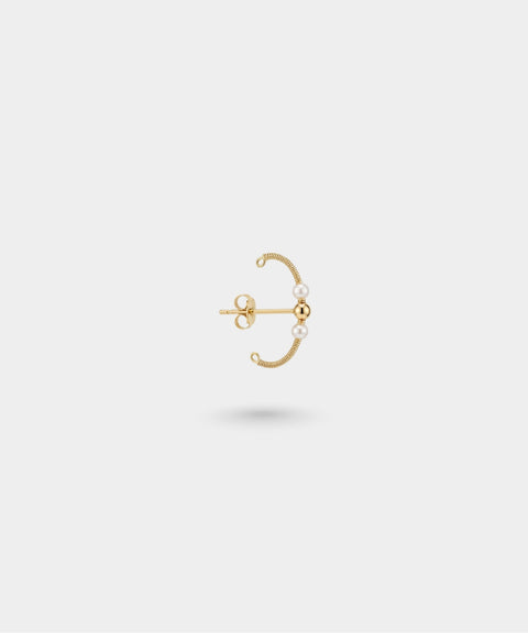 Golden Pearl Arc Wire Earring