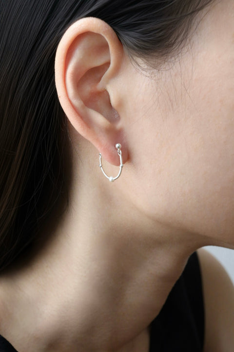 Pearl Hoop Earrings - Silver