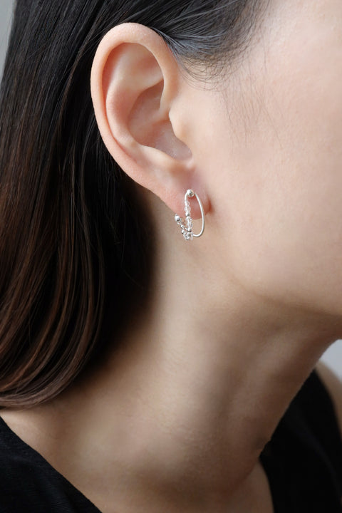 Crystal Dual Hoop Earrings - Silver