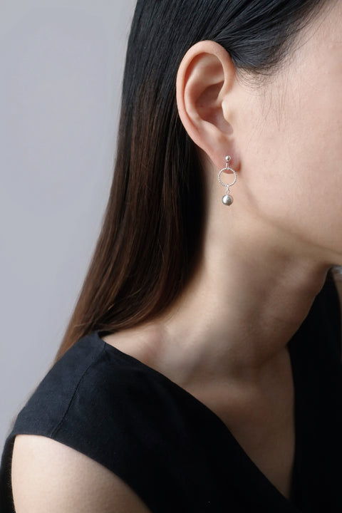 Grey Pearl Dangle Earrings - Silver