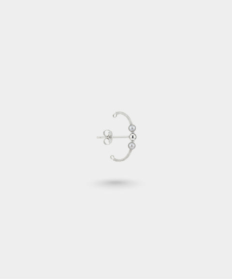 Silvery Grey Pearl Arc Wire Earring