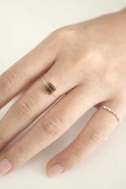 Grey Crystal Adjustable Chain Ring