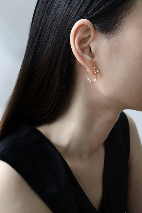 Pearl Layered Hoop Earrings - Gold