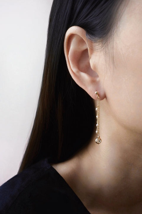 Pearl White Quartz Dangle Earrings - Gold