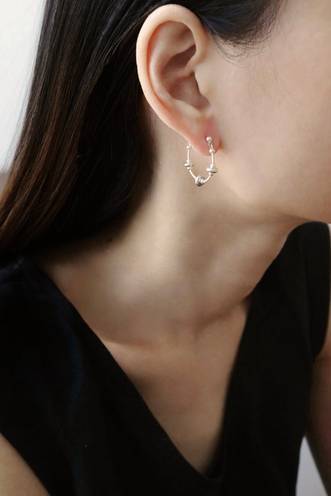 Orbital Single Hoop Earrings - Silver