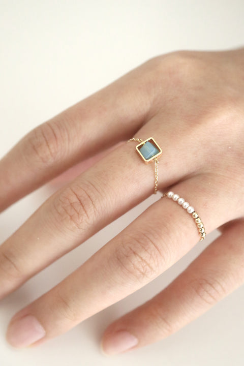 Blue Crystal Adjustable Chain Ring