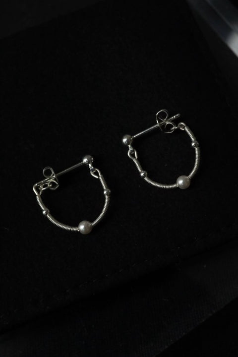 Pearl Hoop Earrings - Silver
